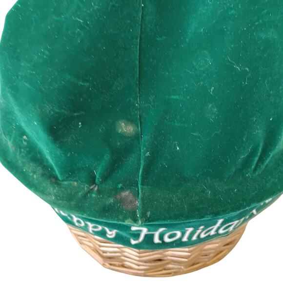 🎄Wicker Willow Basket 'Happy Holidays' 💛💚 Swivel Handle Christmas Gift Basket - Picture 12 of 15